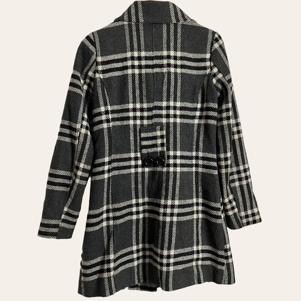 YOKI Collection Black Plaid A-Line Double Breasted Pea Coat Size M - Picture 3 of 8